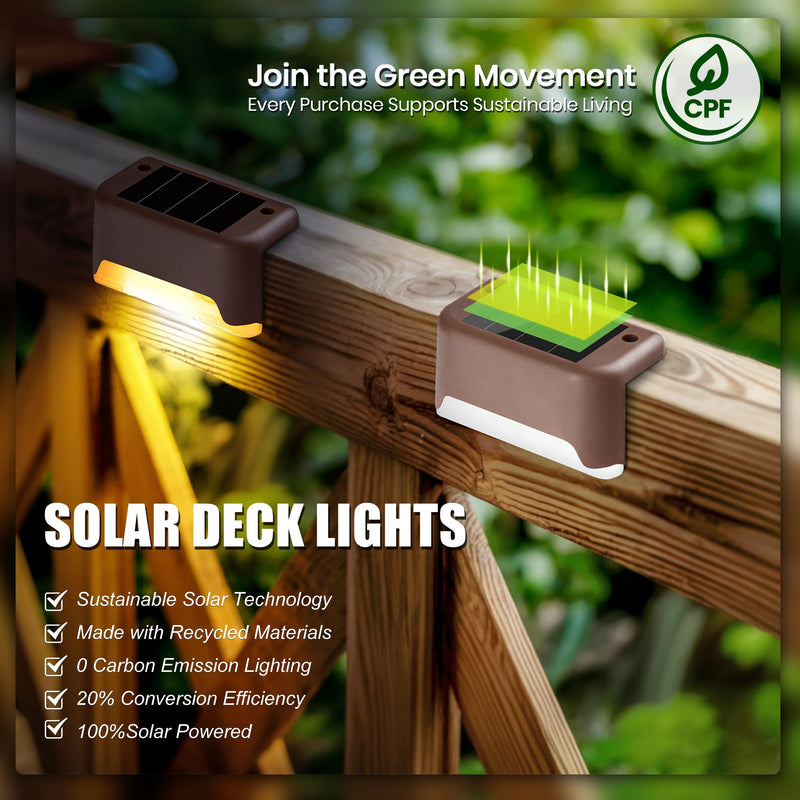 SOLPEX 20 Pack Solar Deck Lights Outdoor, Waterproof Led Lights for Outdoor Stairs, Step, Fence, Yard, Patio, and Pathway(Warm White) Warm White