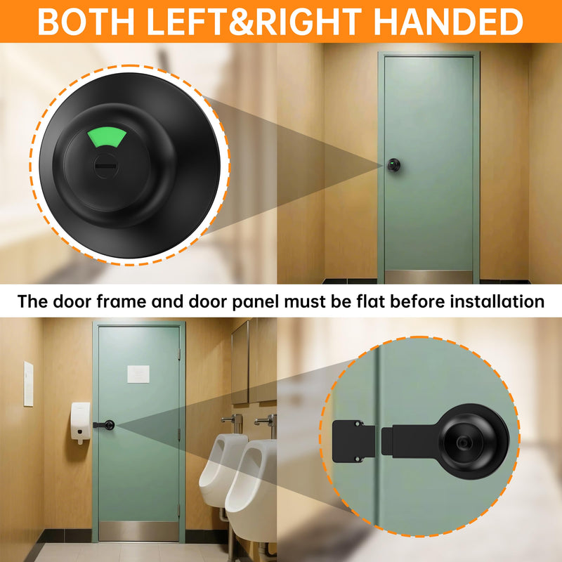 New ball indicator bolt lock, safe, with occupancy indicator, easy installation without lock cylinder, perfect for bathroom partitions, restrooms, restaurants, medical offices, Airbnb.（black) black bolt lock