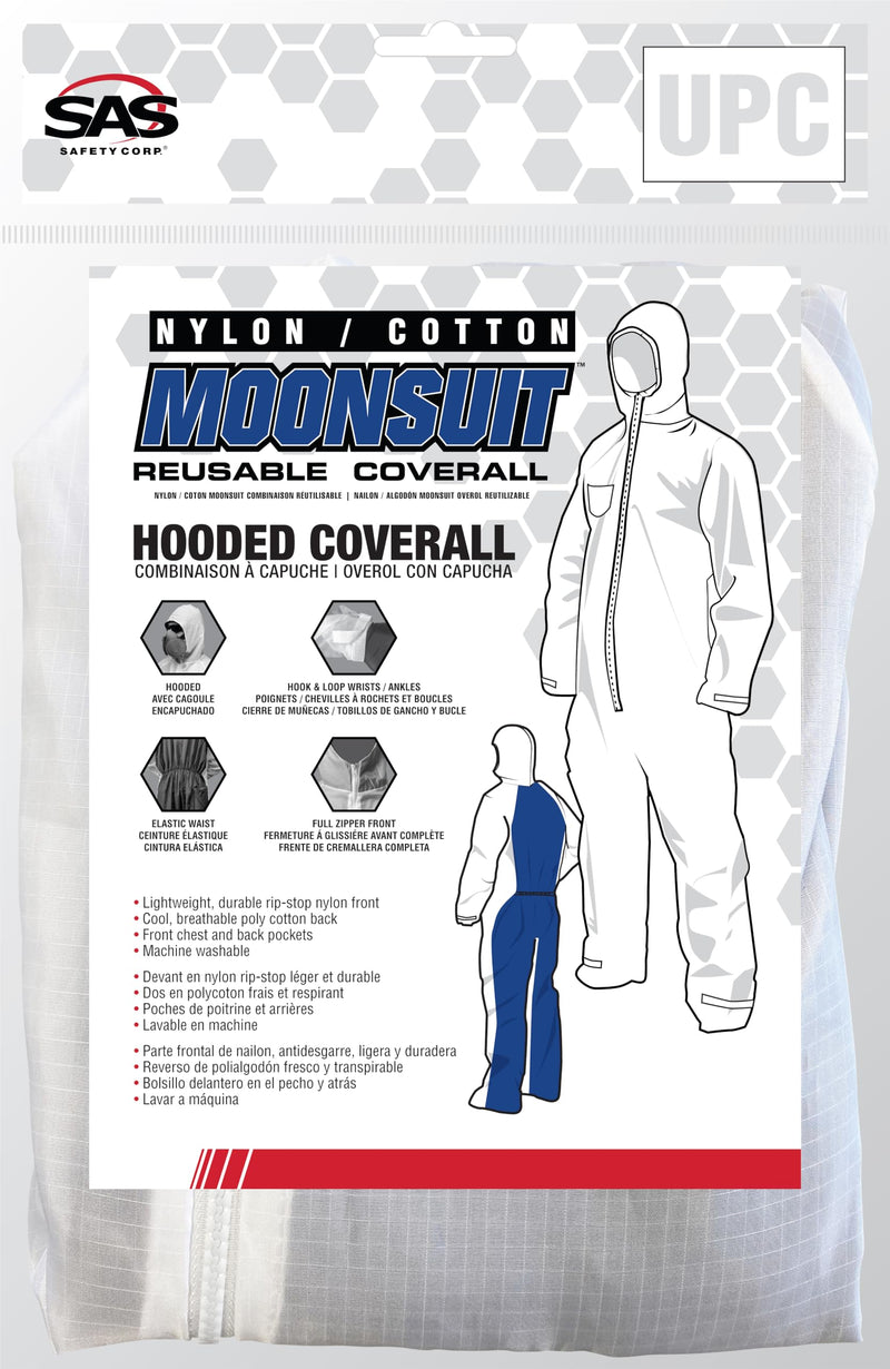 SAS Safety 6938 Moon suit Nylon Cotton Coverall, Large, White