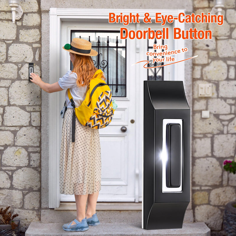 Enhon Solid Metal Doorbell Button, Sleek Metal LED Light Up Wall Mounted Door Bell Push Buttons for Home, Universal Garage Door Opener Switch