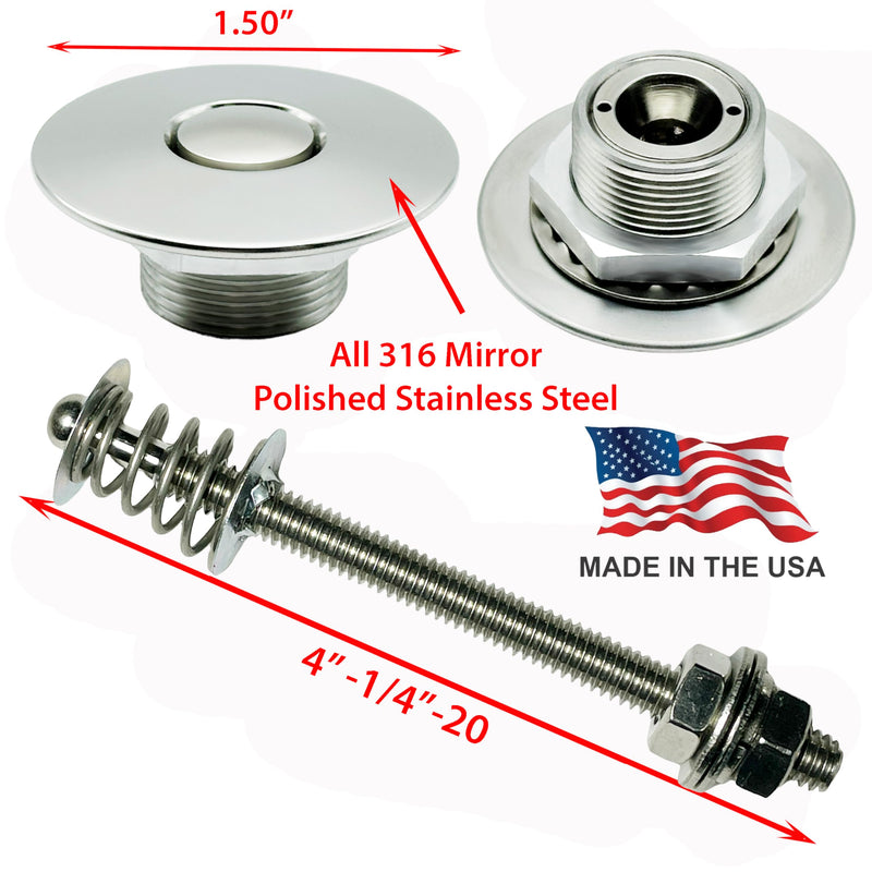 Polished Stainless Steel 1.50"" & 4"" Stud Stainless Polished-1.5" 4" Stud