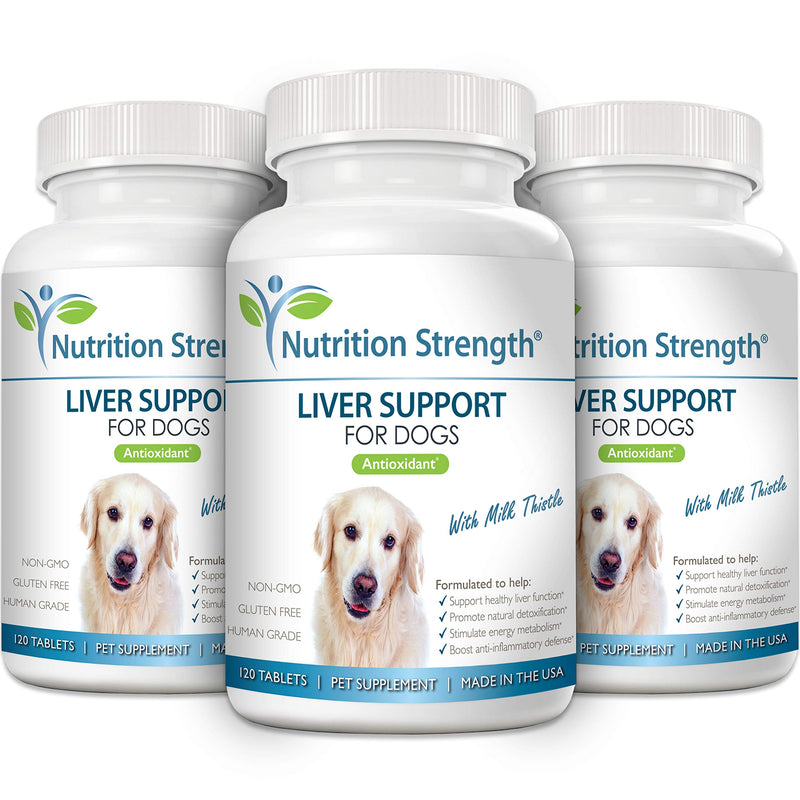 Liver Support for Dogs to Promote Natural Detoxification, with Milk Thistle for Dogs, Dandelion Root, Yellow Dock, Nettle Root, St. John's Wort & Coenzyme Q10, 120 Chewable Tablets - PawsPlanet Australia