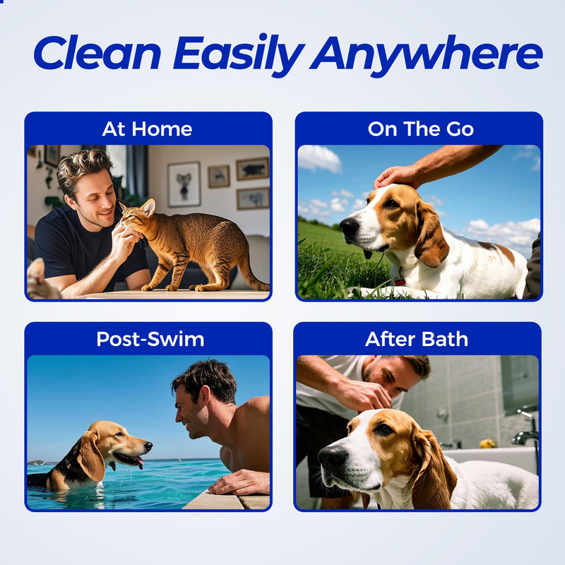 Wellix Pet Ear Cleaner Wipes for Dogs&Cats (100count) - Pure Chamomile Honeysuckle Dog Cleaning Finger Wipes - Natural Treatment for Itch Relief and Ear Infections - 2 Packs