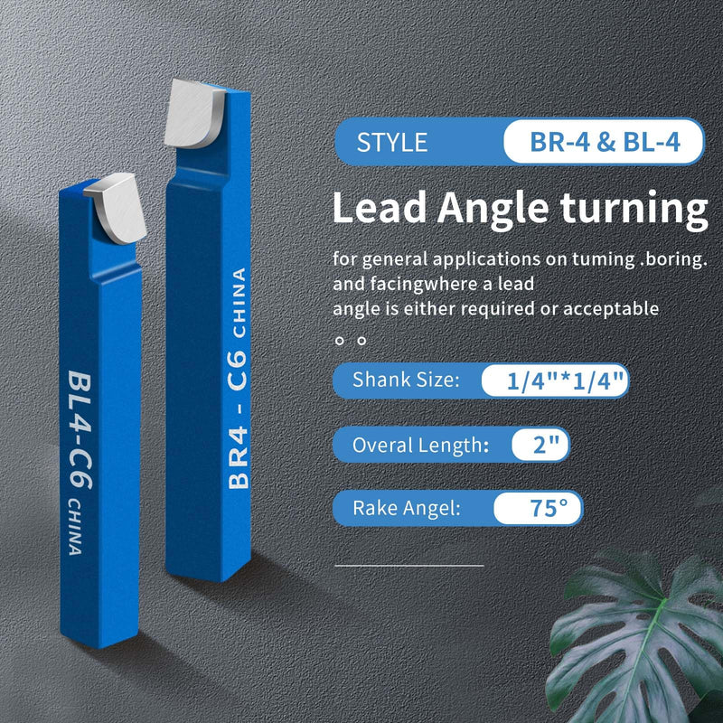 10PCS 1/4" Metal Lathe Tooling Carbide Tip Tipped Cutter Tool,C6 Bit Cutting Set,for Metal Lathe Turning, Boring, and Chamfering
