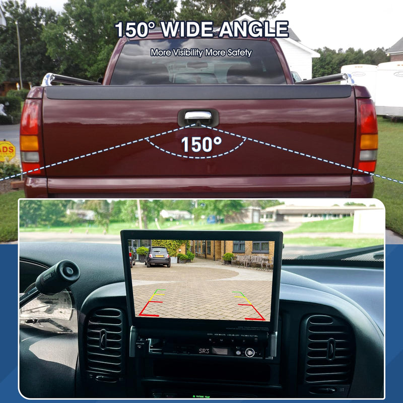Tailgate Handle Backup Camera Fit for Chevy Silverado GMC Sierra 1500 2500 3500 HD 1999-2007 Classic Tailgate Reversing Rear View Park Assist Camera RCA Plug Replaces 15228539 Fit for Chevy Silverado GMC Sierra 1999-2007