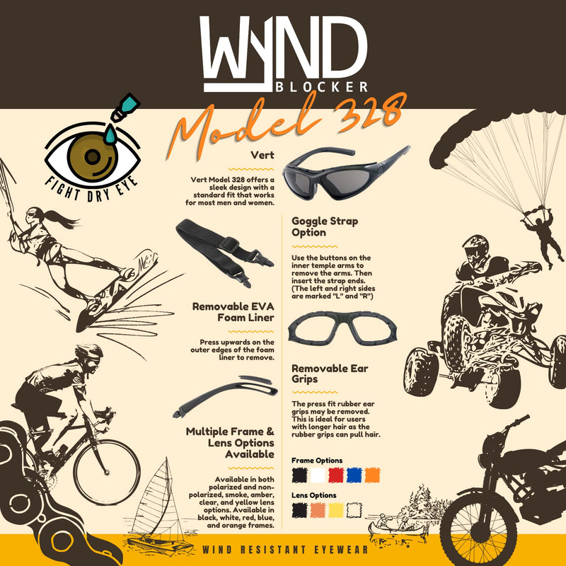 WYND Blocker Vert Motorcycle & Boating Sports Wrap Around Polarized Sunglasses Orange Polarized Amber