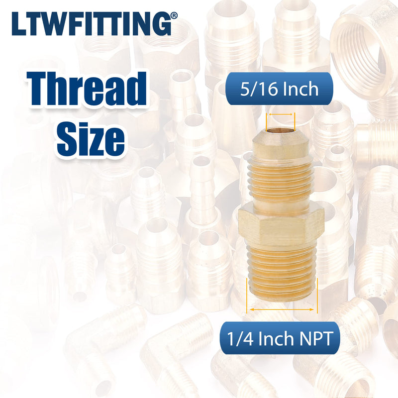 LTWFITTING Assortment Kit Tube OD (1/4-Inch 5/16-Inch 3/8-Inch 1/2-Inch) x 1/4-Inch Male NPT Brass Flare Connector Set (Pack of 40)