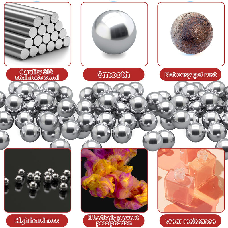 125PCS Paint Mixing Balls, 316 Stainless Steel 0.16” Nail Polish Balls, High Temperature Resistant Mini Metal Bearing Ball for Mixing Nail Polish, Oil Paint, DIY Projects 0.16 inch 125pcs