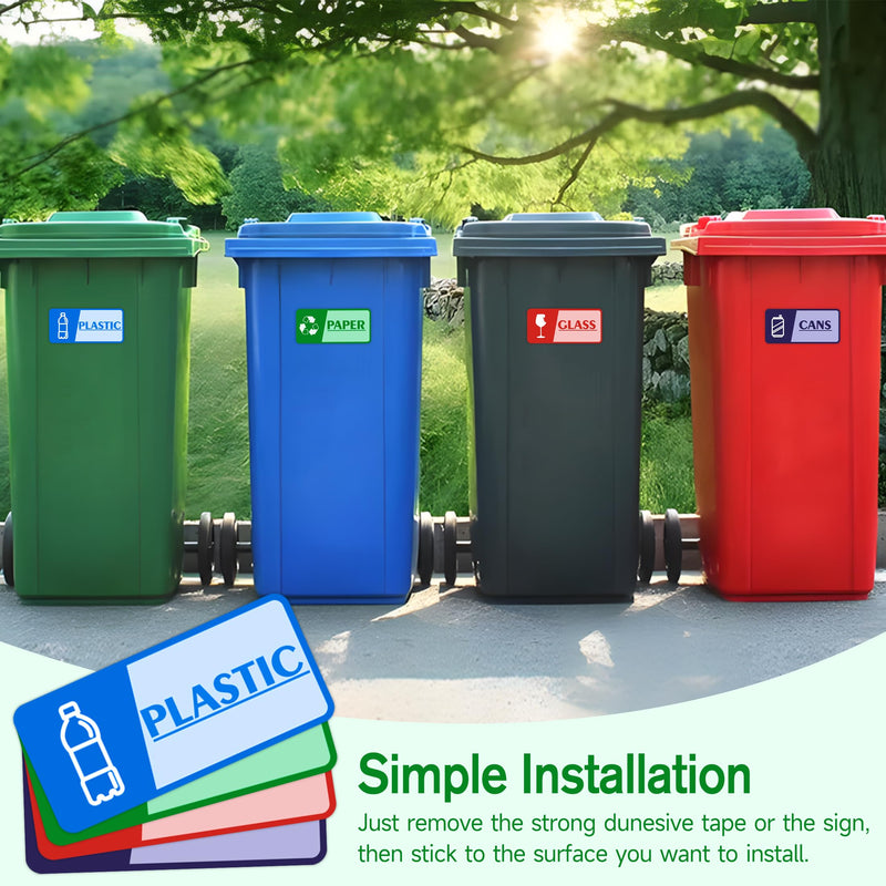 4PCS Recycle Stickers for Trash Bins，Self-Adhesive Waterproof and Fade Resistant Trash and Recycle Stickers, Recycling Labels for Trash Can for Home, Office, Apartment, Hotel, School and Public Area