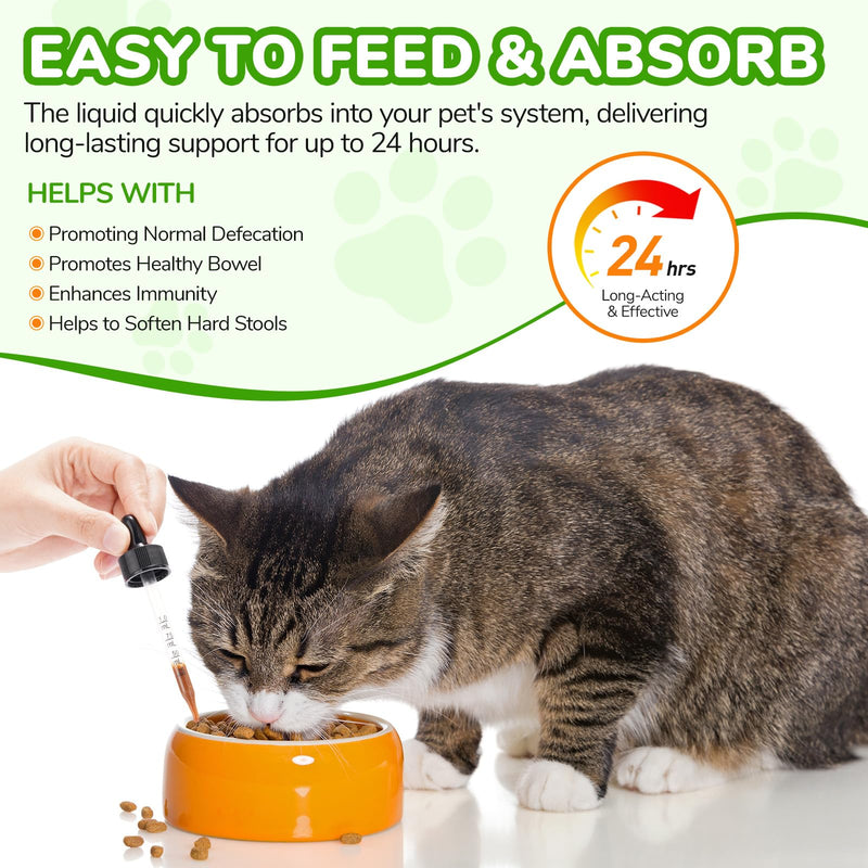 Constipation Relief for Cats, 60ml Cat Constipation Treatment, Cat Probiotic Supplements with 6 Probiotics, Promotes Kitten Digestive Health, Pet Antibiotics for Allergy Relief