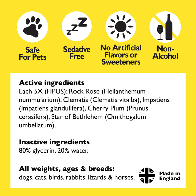 Bach RESCUE Remedy PET Dropper 20mL, Natural Stress Relief, Calming for Dogs, Cats, & Other Pets, Homeopathic Flower Essence, Thunder, Fireworks & Travel, Separation, Sedative-Free, 2-Pack - PawsPlanet Australia