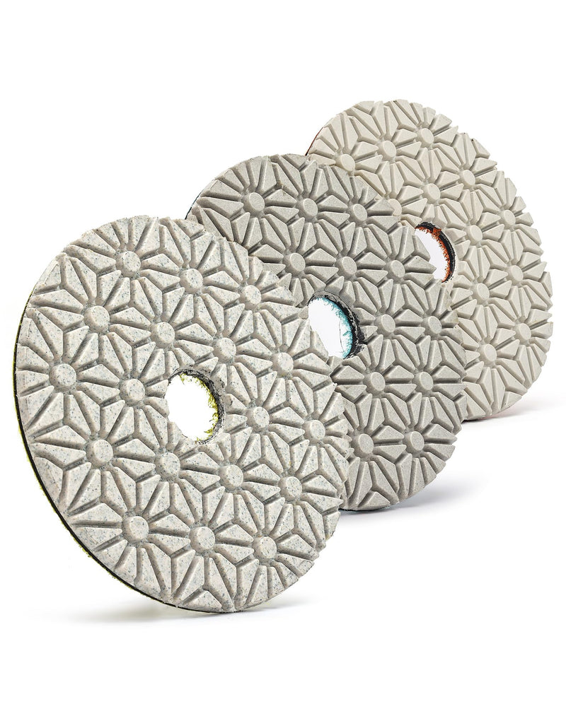 Casaverde 3 Step Diamond Polishing Pads 4 Inch Dry or Wet for Granite Marble 3-step polishing pads