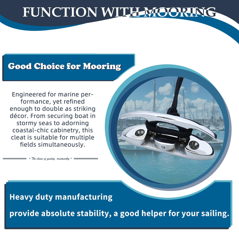 SHENGHUISS Boat Flip Up Cleat 316 Stainless Steel Folding Boat Cleats Flush Mount Marine Grade for Lines Mooring Accessories（4-1/2 inch / 6 inch）