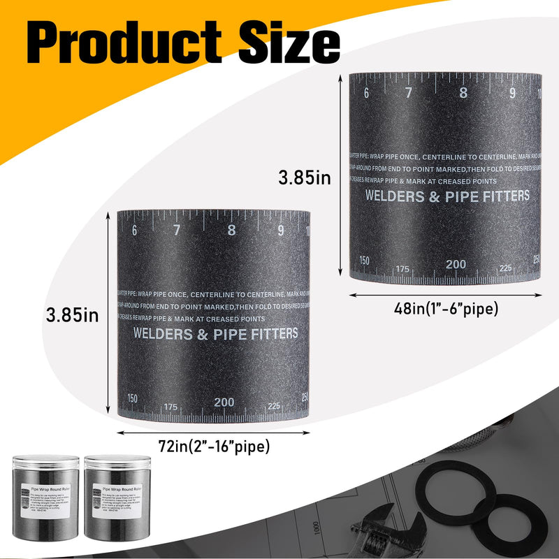 Relaxweex 2 Pack Pipe Wrap Around Flex Angle Pipe Measuring Tool for 1" to 6" and 2" to 16" Diameter Pipes, Heat Resistant 350°f, Pipes Fitting Tool with Storage Box for Welders & Plumbers 2-16in and 1-6in