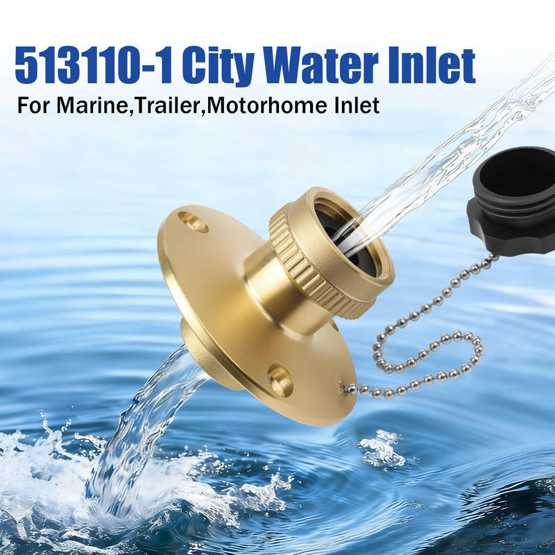 513110-1 Fresh Water Inlet, Has Standard Female Swivel Hose Connector 1/2" x 3/4" for Marine, Trailer, Motorhome Inlet