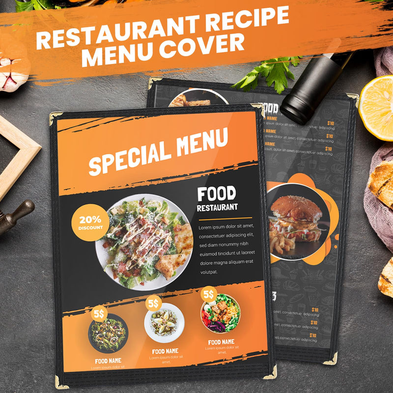 MAOPINER Set of 10 Menu Covers 8.5 x 11 | Restaurant Recipe Menu Covers, Best Menu Books and Restaurant Supplies for Kitchen, Drink, Wine Menu Covers (8.5"x 11" (1 Page, 2 View)) 8.5"x 11" (1 Page, 2 View) - NewNest Australia