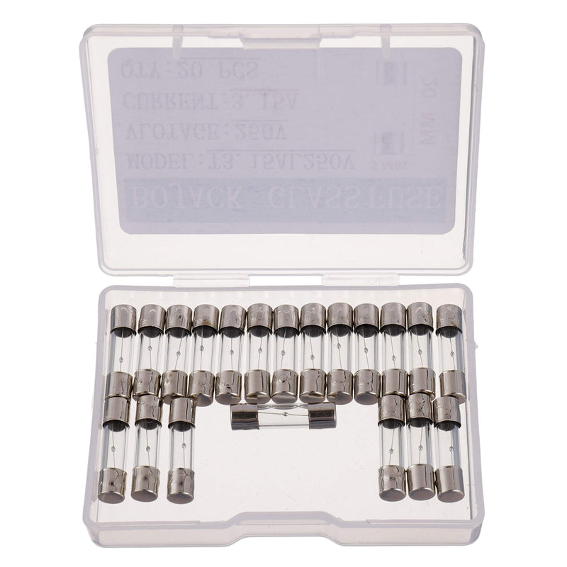 BOJACK T3.15AL250V 5x20mm 3.15A 250V Slow Blow Fuses 3.15 amp 250 Volt 0.2 x 0.78 Inch Glass Tube Time-delay Fuses (Pack of 20)