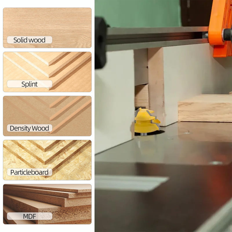HUHAO 3PCS 45 Degree Lock Miter Router Bit Set 1/4 Inch Shank for 21/32",9/16",15/16" Cutting Height Joint Router Bits for Creating Lock Miter Joint