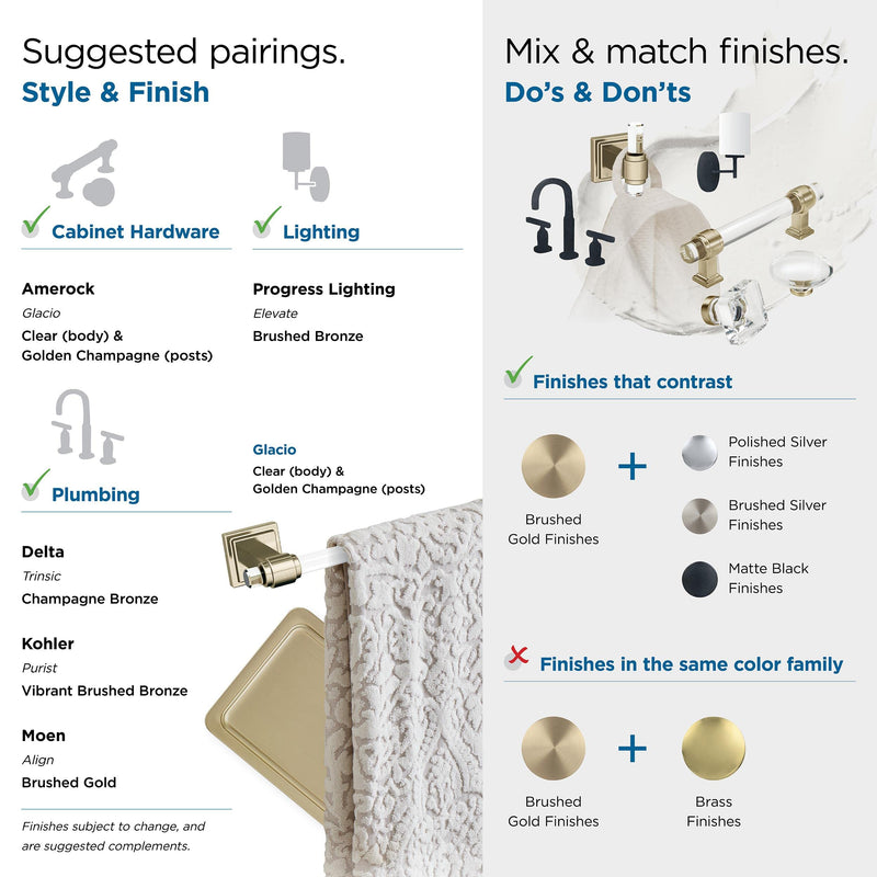 Amerock BH36061CBBZ | Clear/Golden Champagne Single Post Toilet Paper Holder | 7-1/16 inch (179 mm) Length Toilet Tissue Holder | Glacio | Bath Tissue Holder | Bathroom Hardware | Bath Accessories
