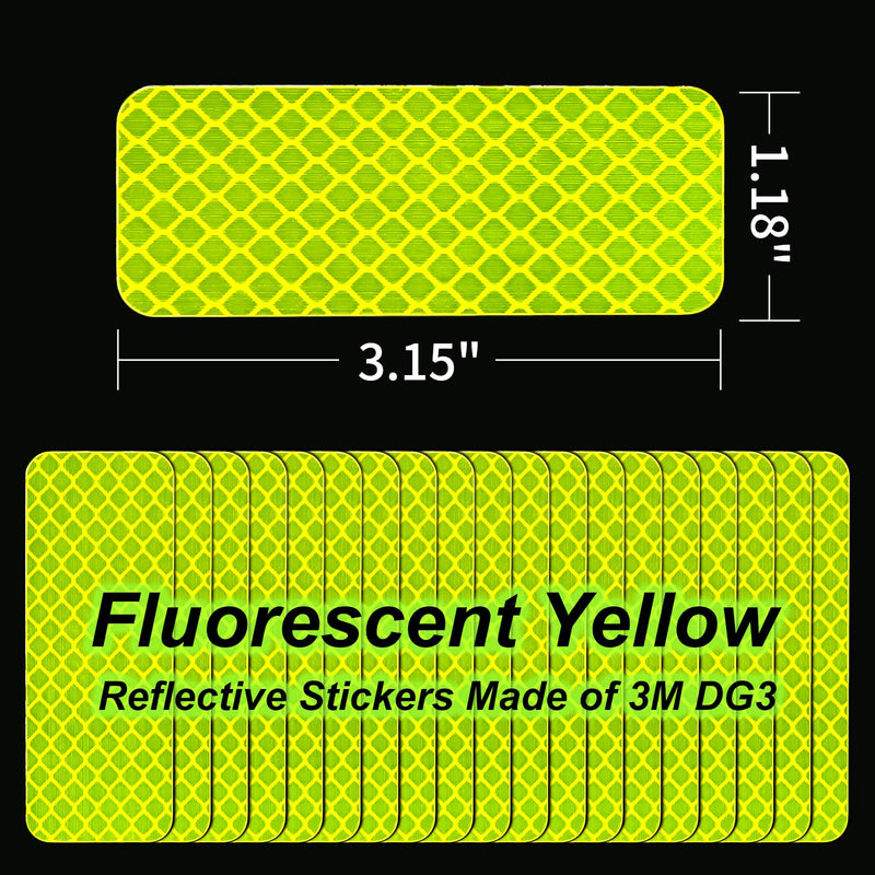 Reflective Stickers Made of 3M DG3,Super Reflection, Safety Reflective Tape for Car Trailer Truck Bike Motorcycle, 20 Pcs Fluorescent Yellow-Green Outdoor Waterproof 3.15" X 1.18"