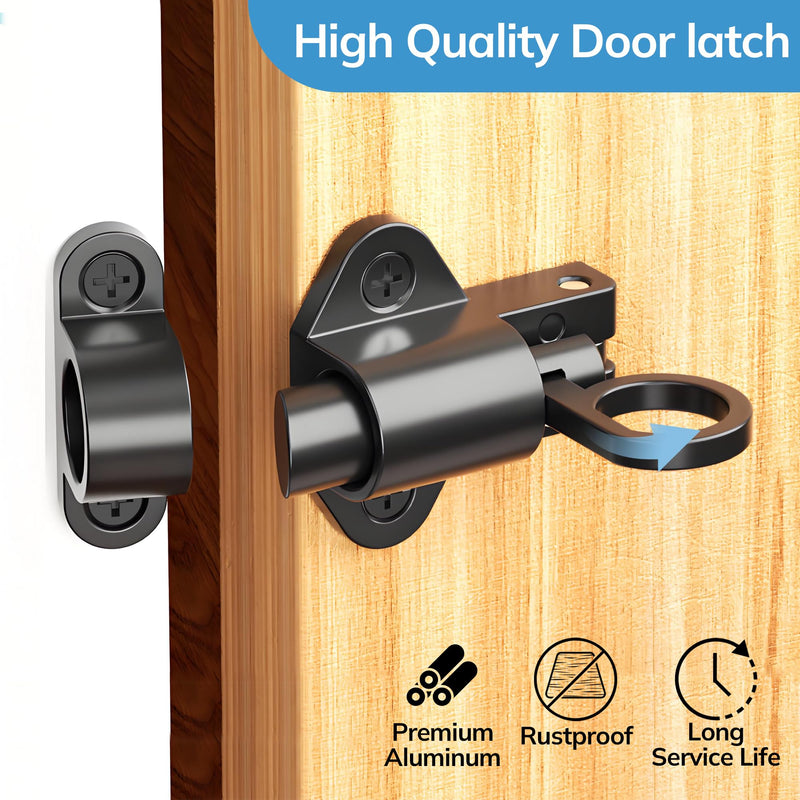 2 Packs Self Closing Latch Spring Door Lock, Automatic Gate Latch with Spring Loaded Pin, Aluminum Alloy Slide Gate Latch for Cabinet Window Fence, Black, AMS-CX01-B 2 Pack