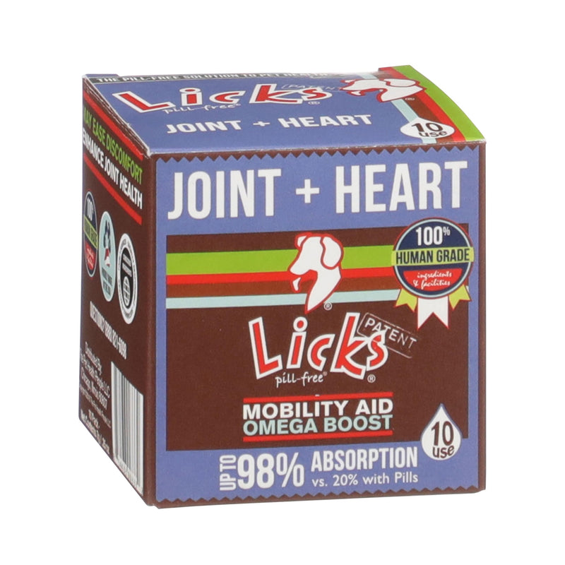 Licks Joint & Heart Support - Mobility, Joint Comfort & Heart Health Support for Dogs - MSM, Omega-3 & Vitamin E - Pill-Free Gel Packets - Chicken Flavor - 10 Packets 10-use