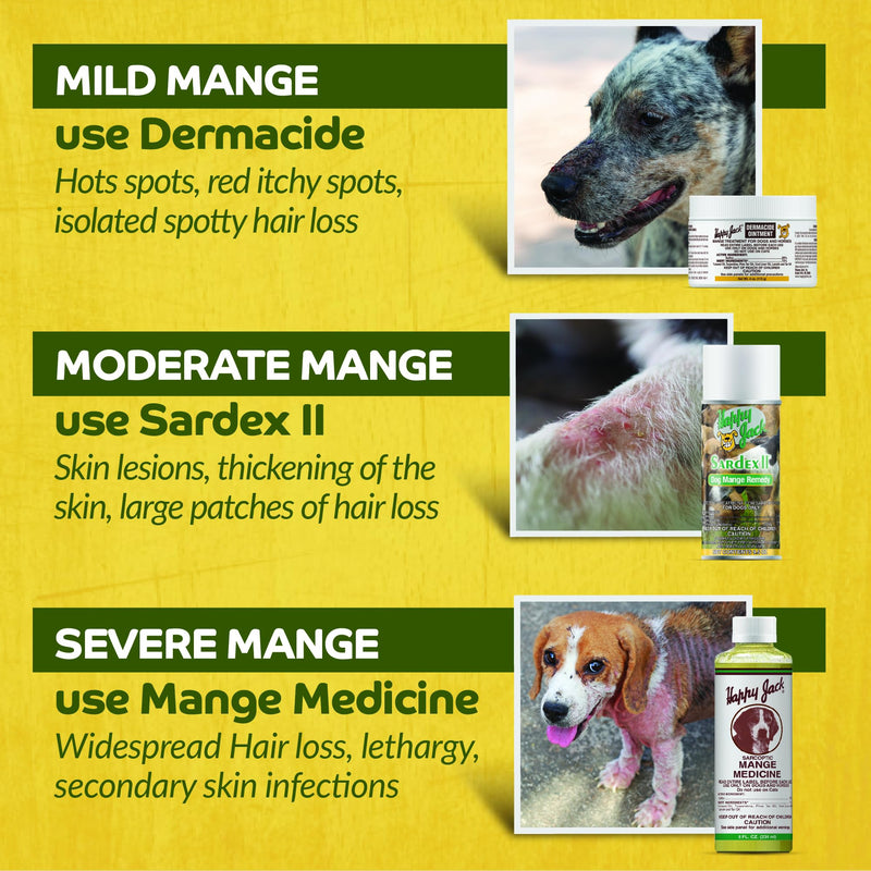HAPPY JACK Mange Medicine & Treatment for Dogs & Horses - Brings Soothing Itch Relief to Severe Mange, Fungi, Allergies, Eczema & Most Dog Skin Irritation (8 oz)