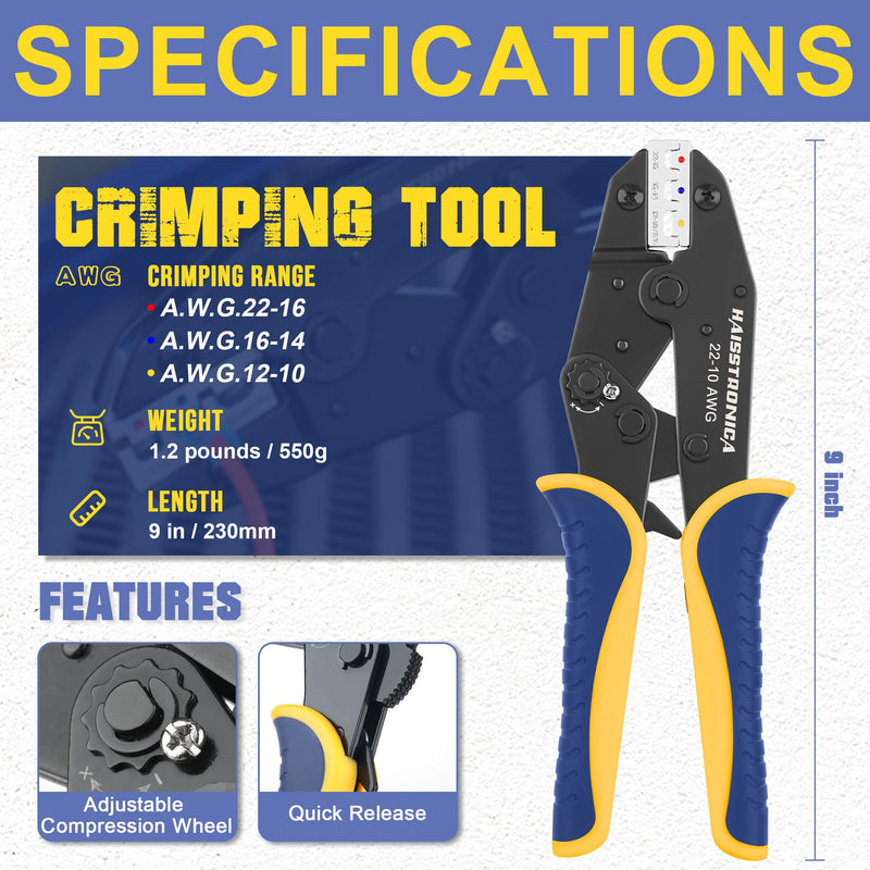 haisstronica Crimping Tool for Heat Shrink Connectors Set with 280PCS AWG 22-10 Marine Grade Heat Shrink Wire Connectors and Wire Stripper 280PCS Heat Shrink Wire Connectors Kit
