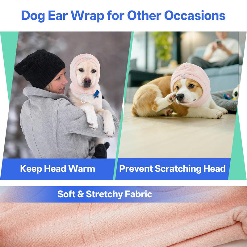 MIGOHI Medium Dog Anxiety Ear Hoodie Muffs - Breathable Dog Ear Protection with Soft Pad, Anxiety Relief for Dogs,Ear & Head Cover for Separation, Vet Visits, Grooming,L,Pink