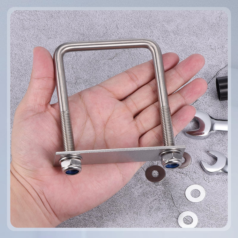 METALLIXITY U Bolts 2Set (M10x75x120mm), Square U Bolt Kits 304 Stainless Steel with Nylon Lock Nut Washers Plates - for Construction, Pipe, Trailer, Automotive, Leaf Spring Fastener M10x75x120mm 2