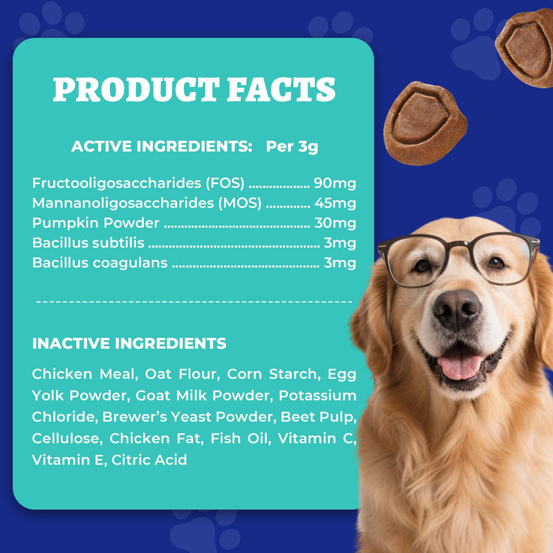 Wellix 19.4oz Probiotics for Dogs - Dog Probiotics and Prebiotics with Pumpkin - Improve Digestive Health, Allergies and Itchy Skin Relief Natural Gut Health Supplements for Small Medium Senior Dog