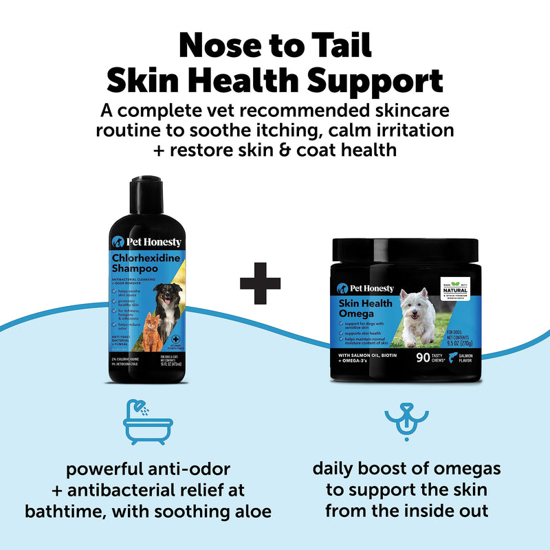PetHonesty Chlorhexidine Shampoo + Skin Health Salmon Bundle - Itch Relief, Shiny Dog Coat, Dog Shampoo for Allergies, 100% Natural Fish Oil with Omega3s, Reduce Shedding, Healthy Skin & Coat - PawsPlanet Australia