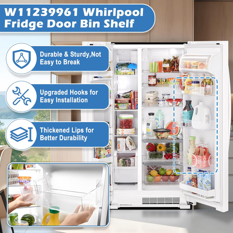 [UPGRADED] W11239961 Refrigerator Door Shelf Replacement Compatible with Whirlpool Refrigerator Door Shelf Replace W10900538,AP6333410,WRS325SDHZ01 WRS321SDHZ01 WRS315 WRS325 Refrigerator Shelves Part W11239961 Door Shelf