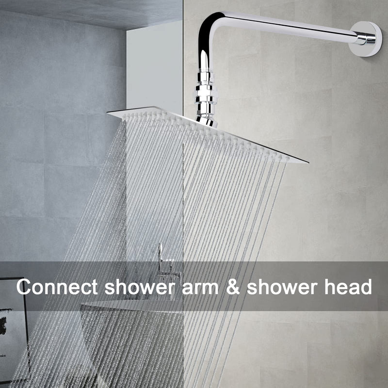 NearMoon Shower Head Swivel Ball Adapter - Solid Brass Shower Connector Ball Joint Adjustable Universal Shower Arm Extension Component (Chrome Finish) Chrome Finish
