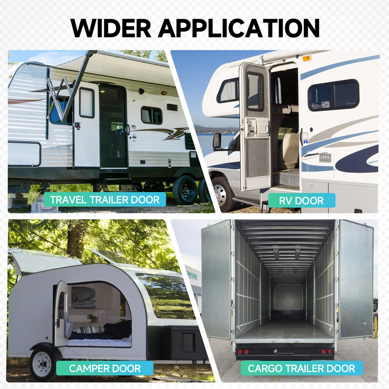 RV Door Holder with Silent Snap, Upgrade Noiseless Black Metal Camper Door Holder Trailer Door Latch, Catch T-Style Door Holder to Keep Door Open for Cargo Trailer, Truck (2 Pack,6 Inch)