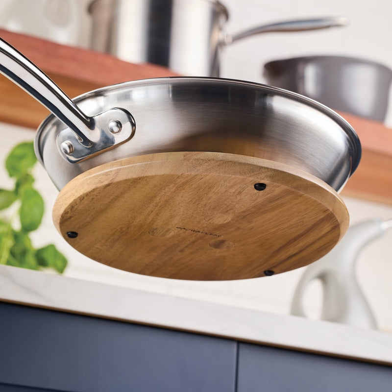 Rachael Ray Pantryware Magnetic Acacia Trivet with Silicone Feet, 9 Inch - Brown