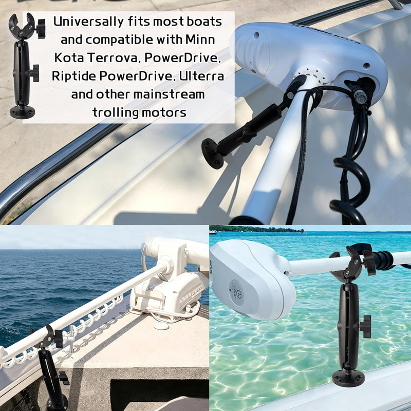 Trolling Motor Stabilizer, Adjustable Trolling Motor Shaft Clamp | Reduces BounceTrolling Motor Mount, Compatible with Minn Kota Terrova Riptide Terrova Ulterra PowerDrive,Reinforced Aluminum