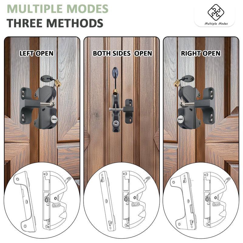 Gate Latch Door Latch with Pull Cable Opened Two-Sided Lockable Door Latch Durable,Versatile & Secure for Metal,Wood,and Vinyl Fence,for Privacy Fence,Outdoor Fence,Barn Door Lock,Wooden Fence(Black)