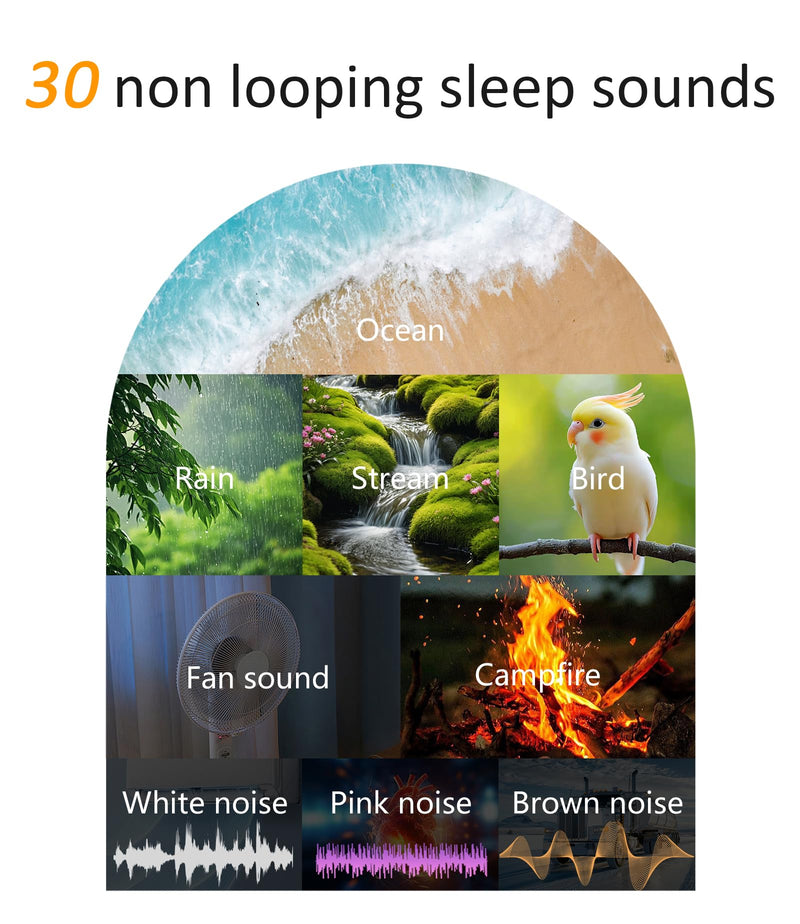 White Noise Sound Machine: Sunrise Alarm Clock for Gentle Wake Up - 30 Soothing Sounds, Adjustable Volume & Night Light, Timer - Easy to Sleep, Relax, Focus White 3.74*3.74*7.08 Inch