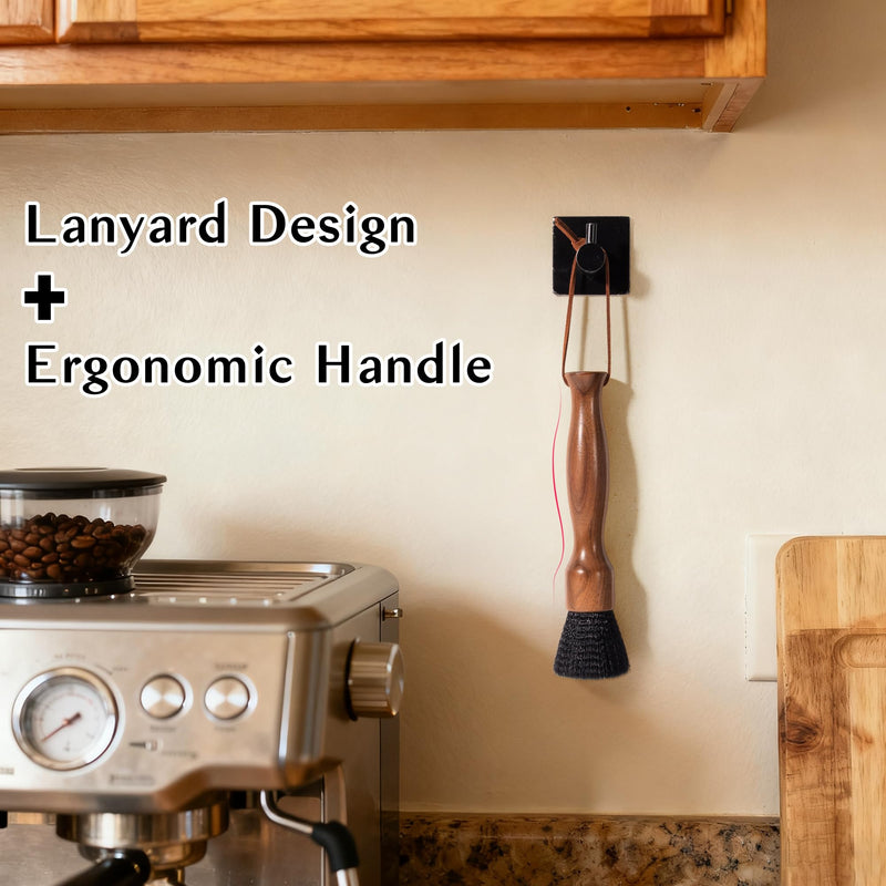 Belongtous Coffee Grinder Cleaning Brush, Fluffy & Soft Bristles Coffee Brush and Walnut Wood Handle, Espresso Machine Brush Cleaner Tool for Barista Home Kitchen Black