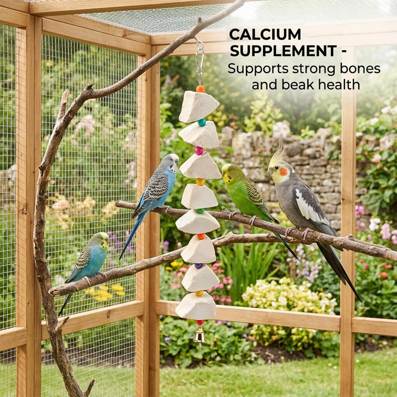 3-Pack Cuttlefish Bone with Volcanic Stone for Parakeets and Small Medium Birds, Cuttlebone for Birds, Natural Beak Care and Calcium Supplement, Cage Enrichment Accessories