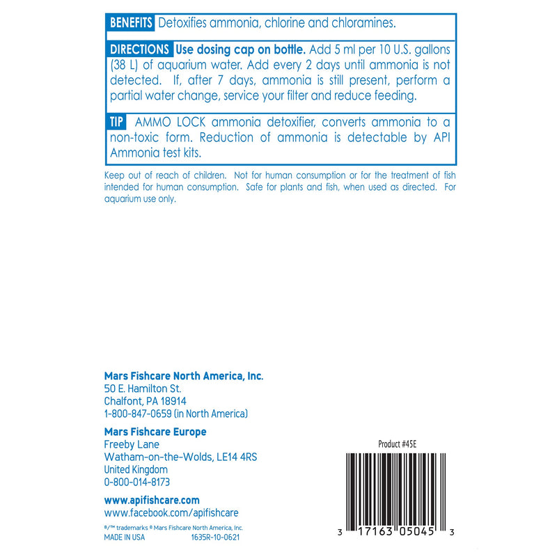 API AMMO-LOCK Freshwater and Saltwater Aquarium Ammonia Detoxifier 16-Ounce Bottle