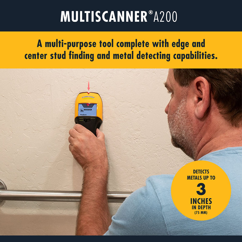 Zircon Multiscanner A200 Electronic Wall Scanner / Metal Detector/ Live AC Wire Detection With SpotLite Pointer Center Finding