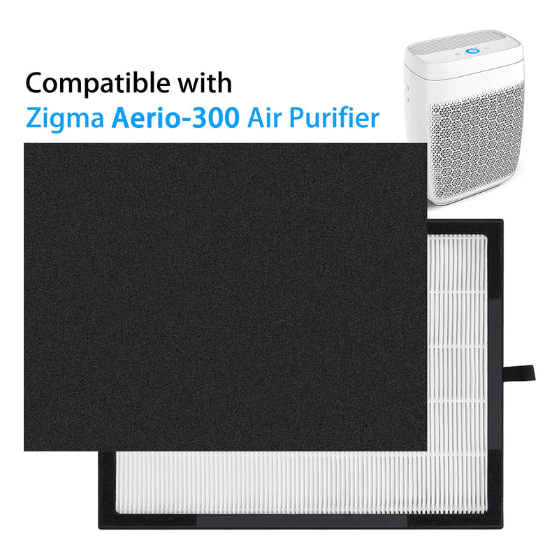 Air Purifier Filter for Zigma Aerio-300: Hepa Air Purifier Filter Replacement 1 High-Efficiency True HEPA Filter - 1 Carbon Pre-Filters Carbon filter Room Home