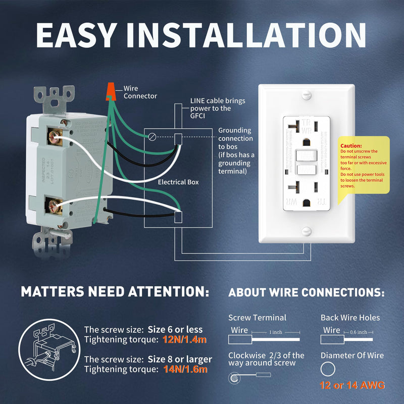 GFCI Outlet, Weather Proof, Tamper Resistant, Self Test GFI Receptacle, Outdoor or Indoor, 20 Amp, White (1 Pack) 1 20A Weather-Resistant