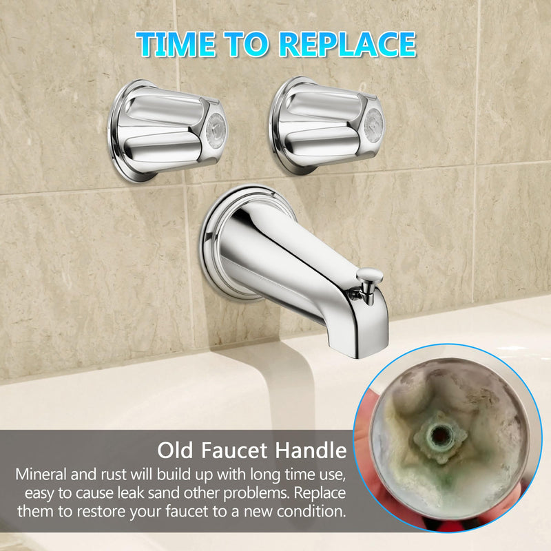 Enhon Faucet Handles, 2 Piece Hot and Cold Faucet Knobs Compatible with Price Pfister Verve Tub Shower, Include 2 Faucet Handles and 2 Screws for Remodeling Trim (Chrome) Chrome