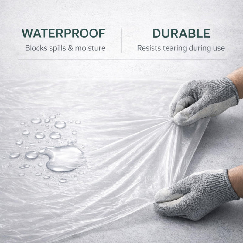 GREEN LIFESTYLE Plastic Drop Cloths for Painting 12 x 9 ft [6 Pack] – Waterproof Paint Drop Cloth, Plastic Sheets Floor Cover, Disposable Tarp for Furniture Protection, Remodeling and Moving 9x12 6