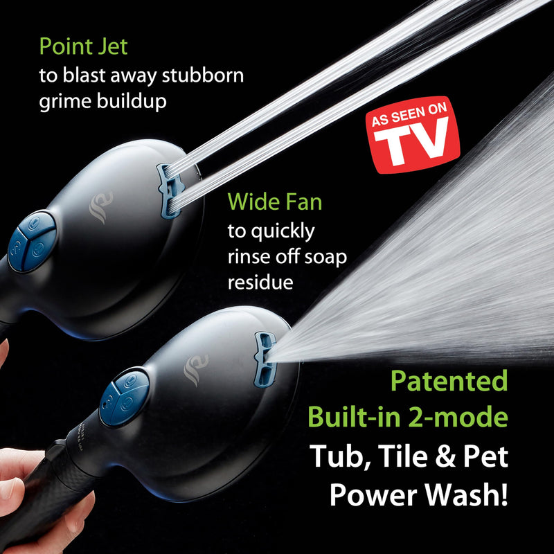 AquaCare High Pressure 6-way Dual Shower Head Combo with Built-in Filter & Power Wash - Clean Tub, Tile & Pets. Remove Chlorine, Lead & Toxins from Water to Protect Skin, Hair, & Nails. Matte Black 2.5 Gallons Per Minute