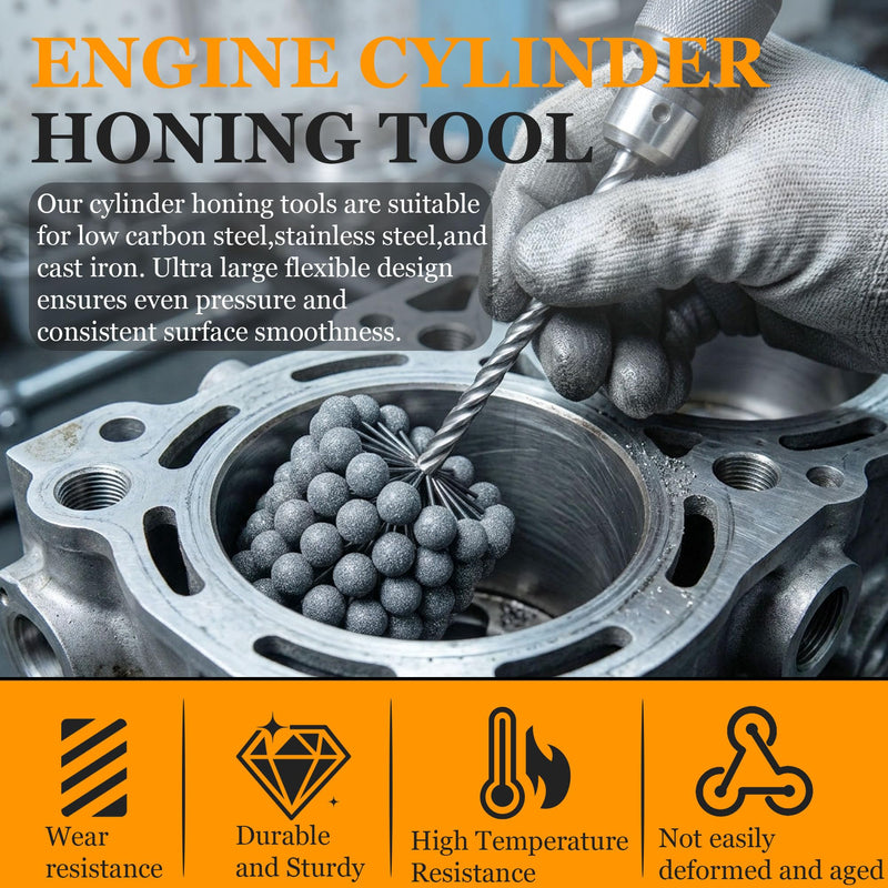 3 Inch Cylinder Hone Ball Brush – 240 Grit Silicon Carbide, Flexible Honing Tool for Deburring & Cross-Hatching, Ideal for Honing Cast Iron, Steel, and Stainless Steel Engine Cylinders