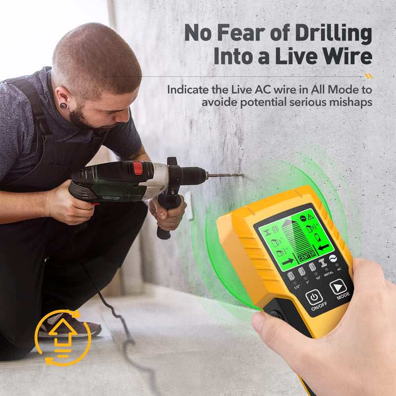 Stud Finder Wall Scanner Detector - 5 in 1 Electronic Wall Wood Metal Stud Locator Edge Center Sensor Beam for Live AC Wire Pipe Metal Lumber Joist Drywall Framing Detection Black